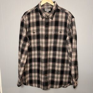 Carhartt Shirt Mens XL Grey Plaid Relaxed Fit Casual Outdoor Work Wear Logo